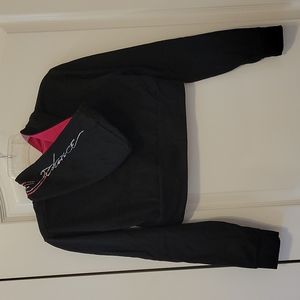 Like New Tia's Dance Bling Black & Hot Pink Cropped Zip-Up Hoodie